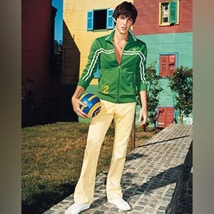 Men’s Size Large Green American Eagle Track Jacket, Zipper Side Pockets